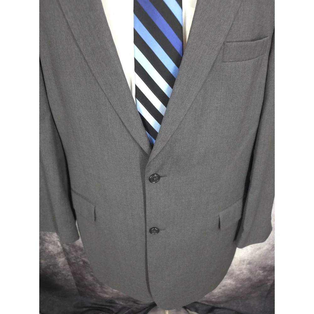 Jos A Bank Blazer Jacket Mens 46L Gray‎ 2 Buttons Wool Sports Coat Vented
